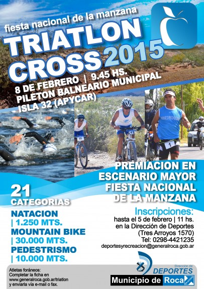 Afiche Triatlón Cross Fiesta Nacional Manzana 2015